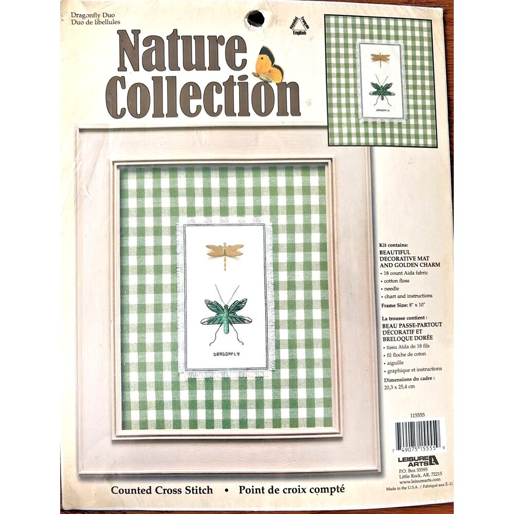 Leisure Arts Nature Collection Dragonfly Duo 115555 Cross Stitch Mat Charm